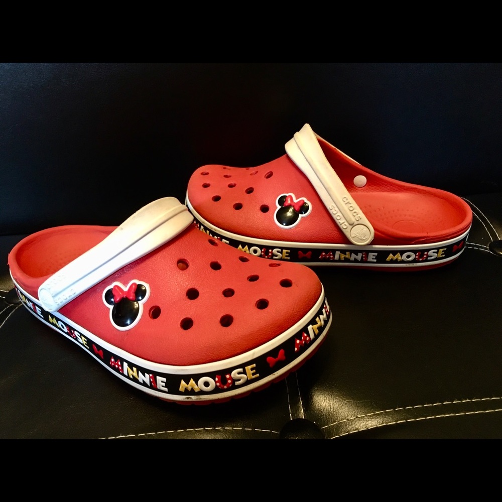 EUC Disney Parks X Crocs Crocband Minnie Mouse III Red Clog Shoe